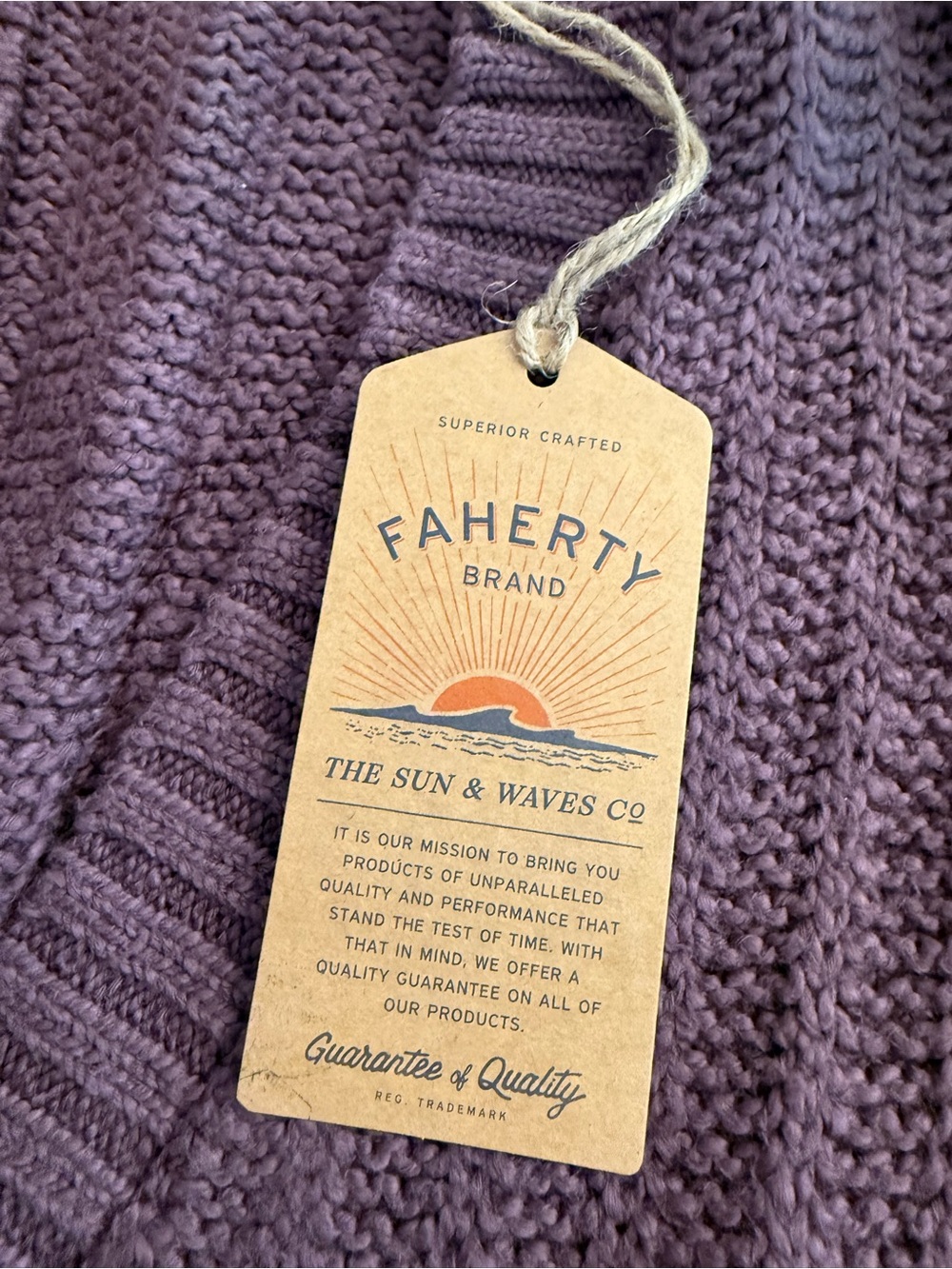 Faherty Plum Ribbed V-Neck Button Cardigan - Picture 4 of 9